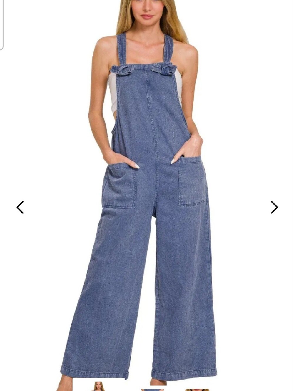 NWT Zenana Women's Blue Wide-Leg Denim Overalls